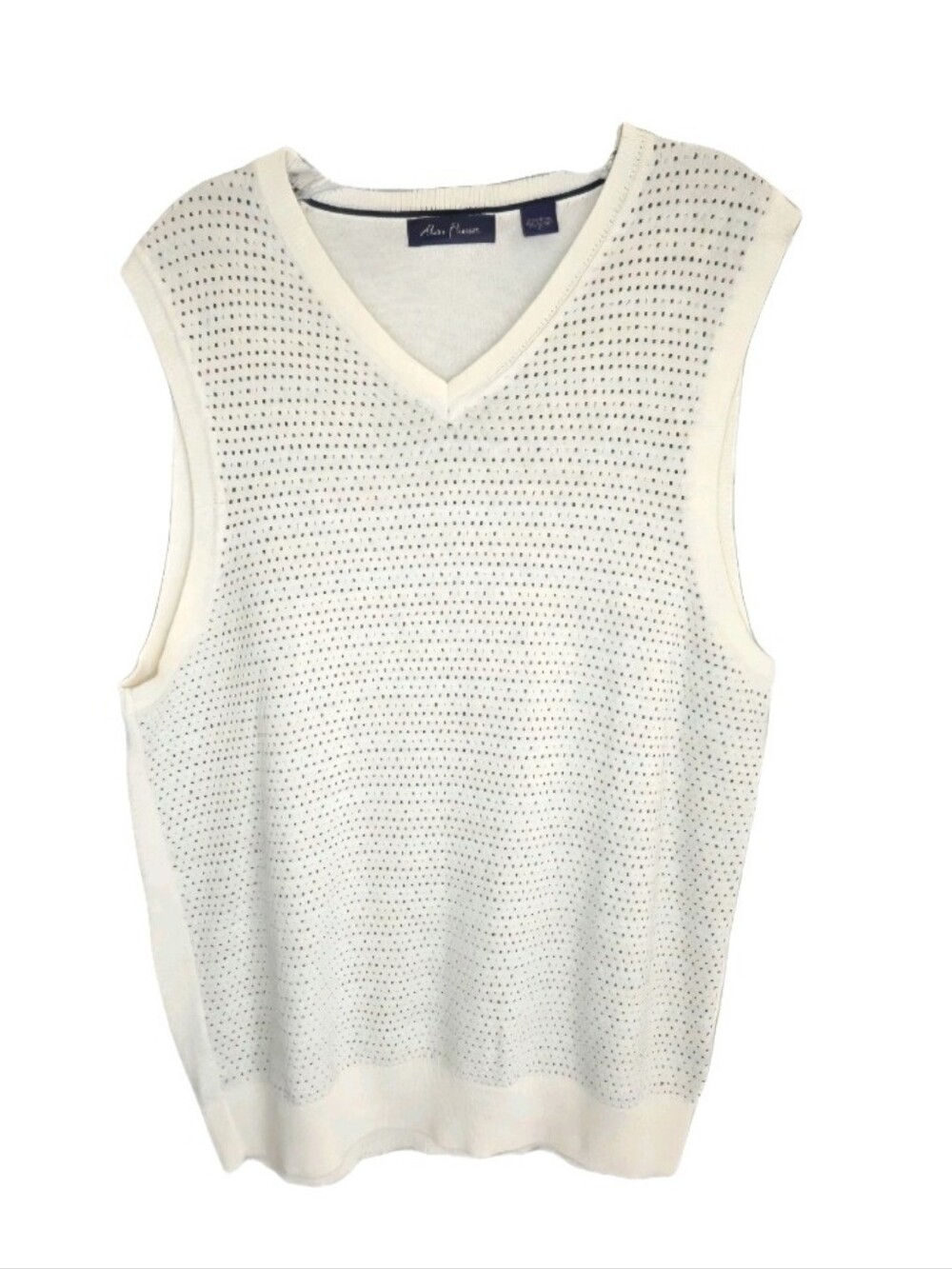 Alan Flusser Knit Vest Mens Size L Beige/Multicolored Dots Golf Preppy